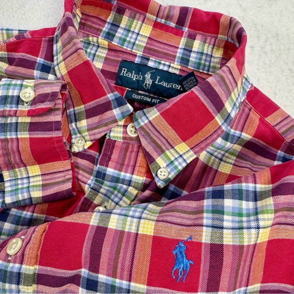 Ralph Lauren Other - Ralph Lauren Men’s L Custom Fit Pink Multicolor Plaid Shirt 100% Cotton‎